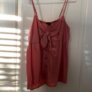 Pink tie front tank top